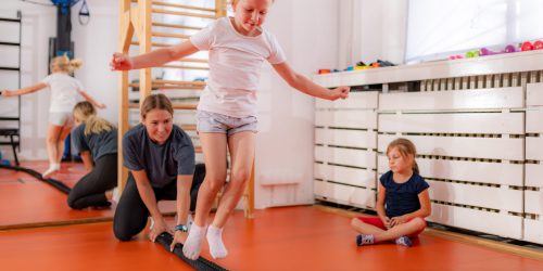 Jumping over rope in a physical activity class